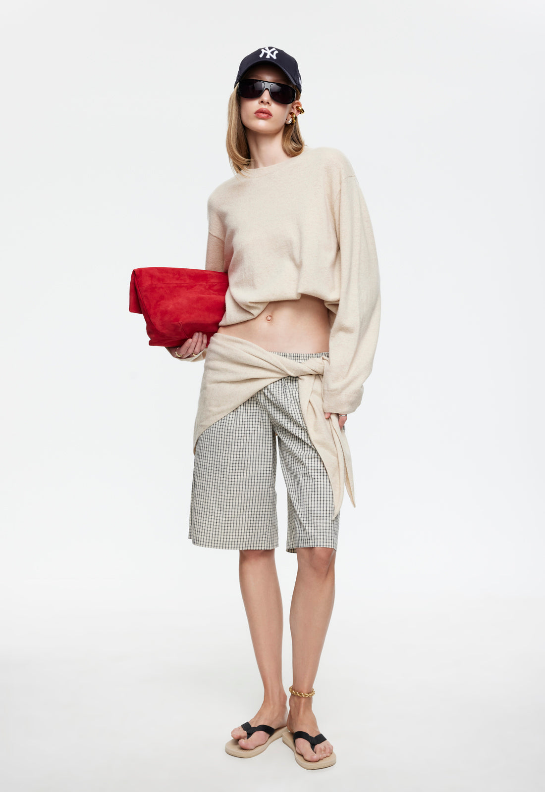 Lioness Fashion Great Value SEVIGNEY LONG SHORT - CREAM CHECK