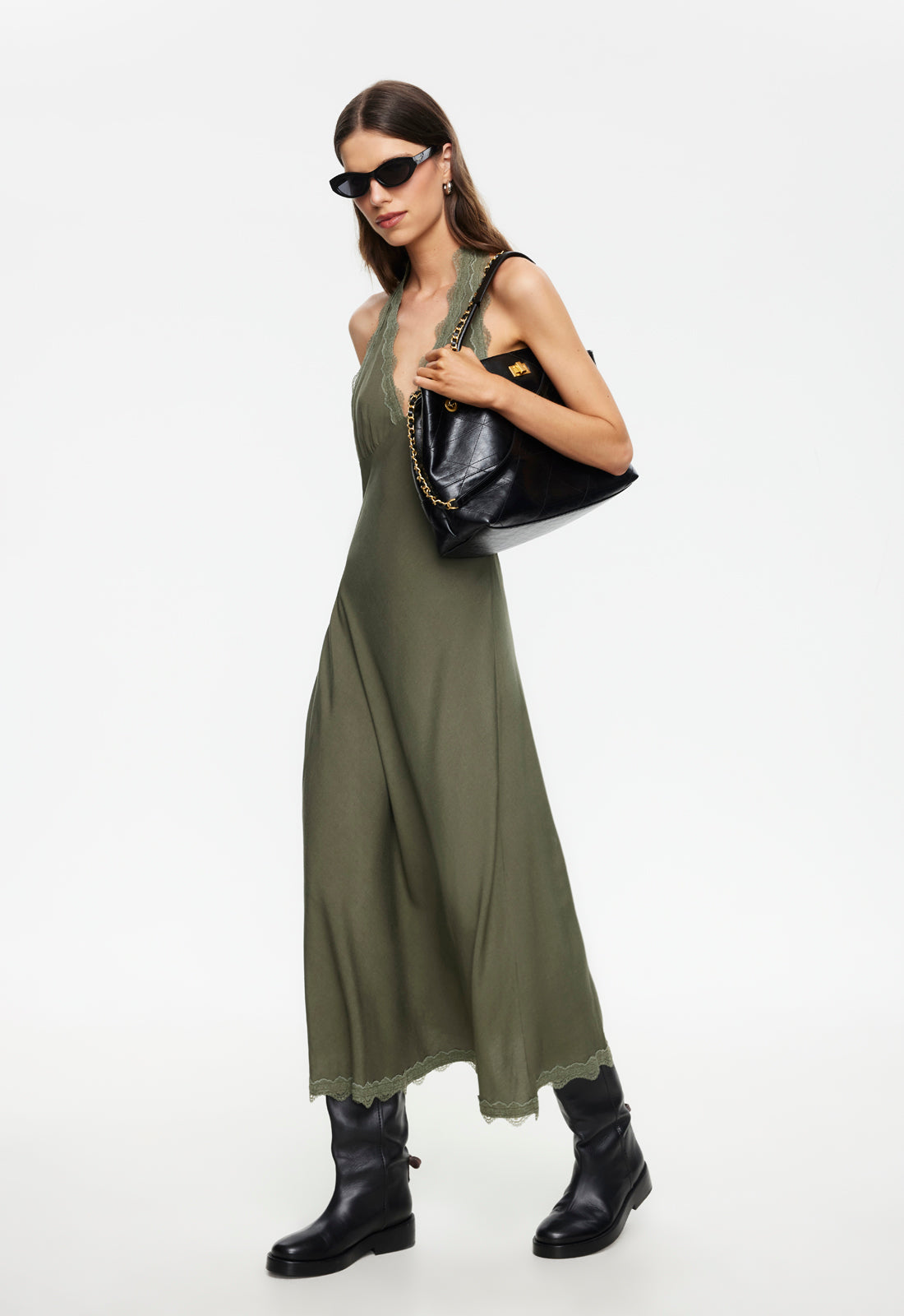 Lioness Fashion Discount Stars Align Midi Dress - Khaki