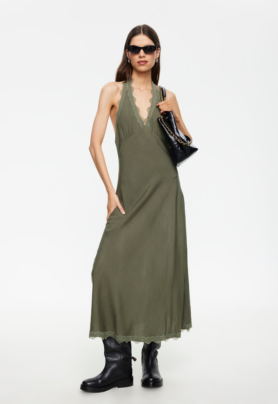 Lioness Fashion Discount Stars Align Midi Dress - Khaki