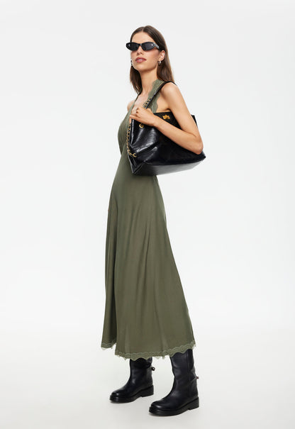Lioness Fashion Discount Stars Align Midi Dress - Khaki