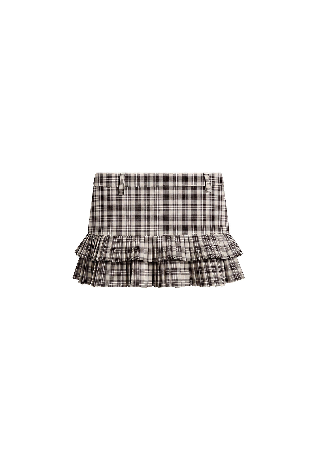 Lioness Fashion Great Value Double Ruffle Mini Skort - Cocoa Plaid