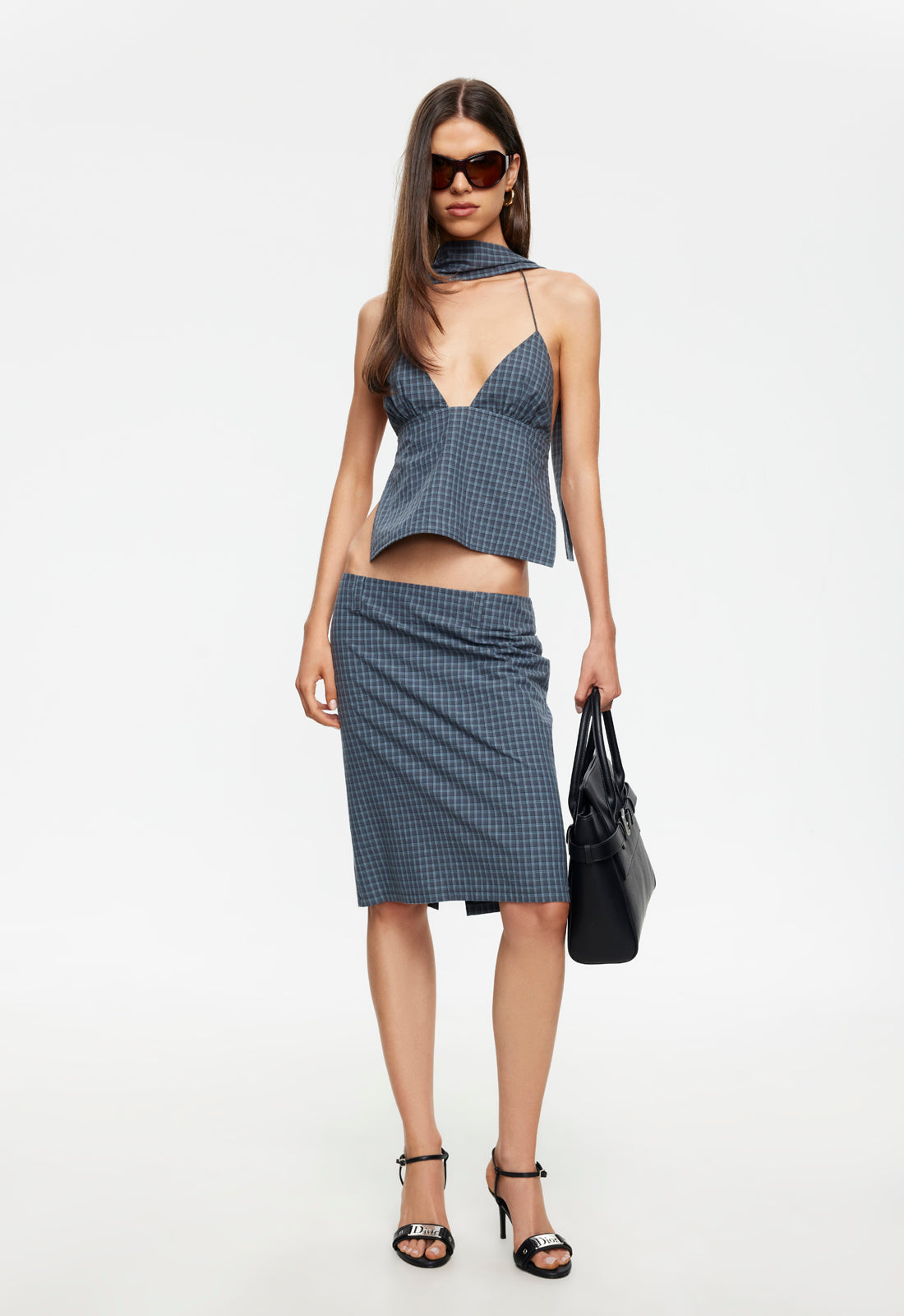 Lioness Fashion Top Pick Play On Midi Skirt - Navy