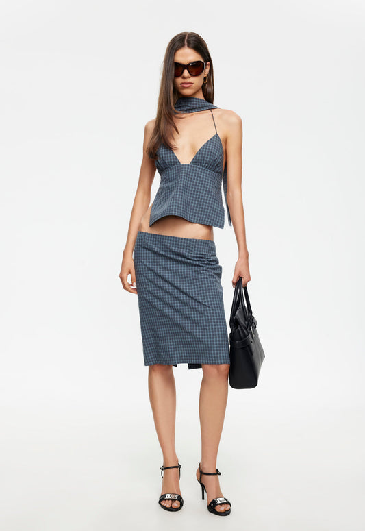 Lioness Fashion Top Pick Play On Midi Skirt - Navy