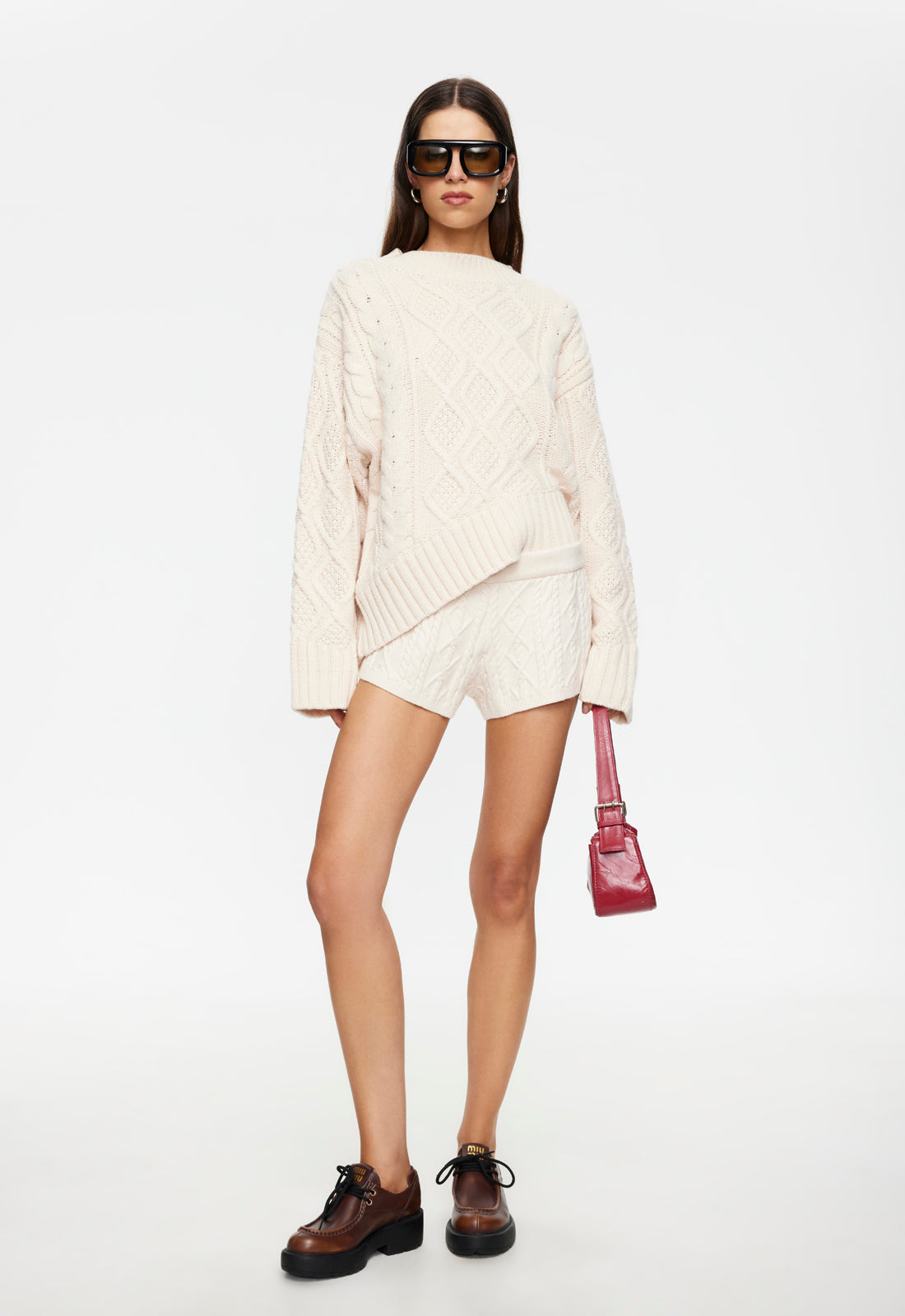 Lioness Fashion Everyday HOUSEWIFE KNIT SHORT - CREAM CABLE