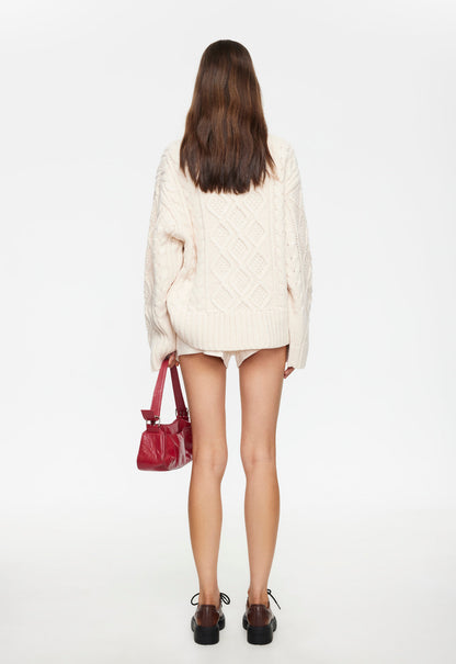 Lioness Fashion Everyday HOUSEWIFE KNIT SHORT - CREAM CABLE