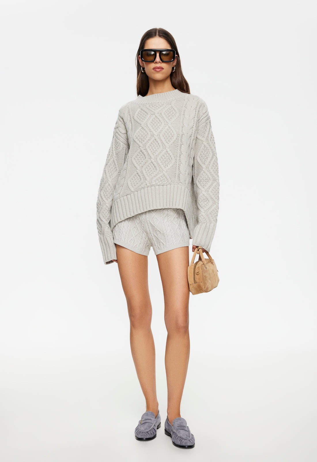 Lioness Fashion Quality HOUSEWIFE KNIT SHORT - ASH CABLE