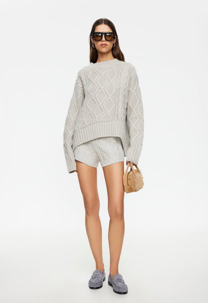Lioness Fashion Quality HOUSEWIFE KNIT SHORT - ASH CABLE