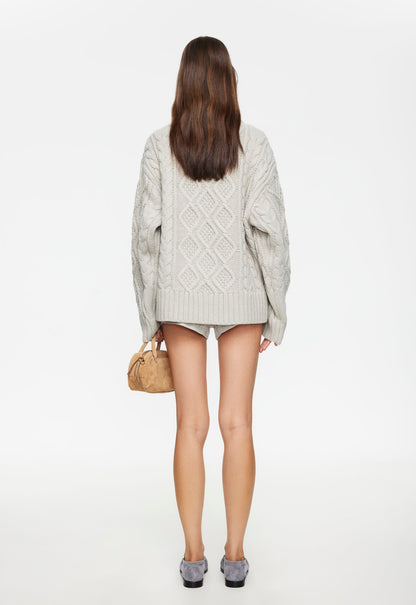 Lioness Fashion Quality HOUSEWIFE KNIT SHORT - ASH CABLE