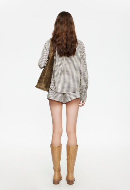 Lioness Fashion Trending Naomi Shirt - Vintage Beige Plaid