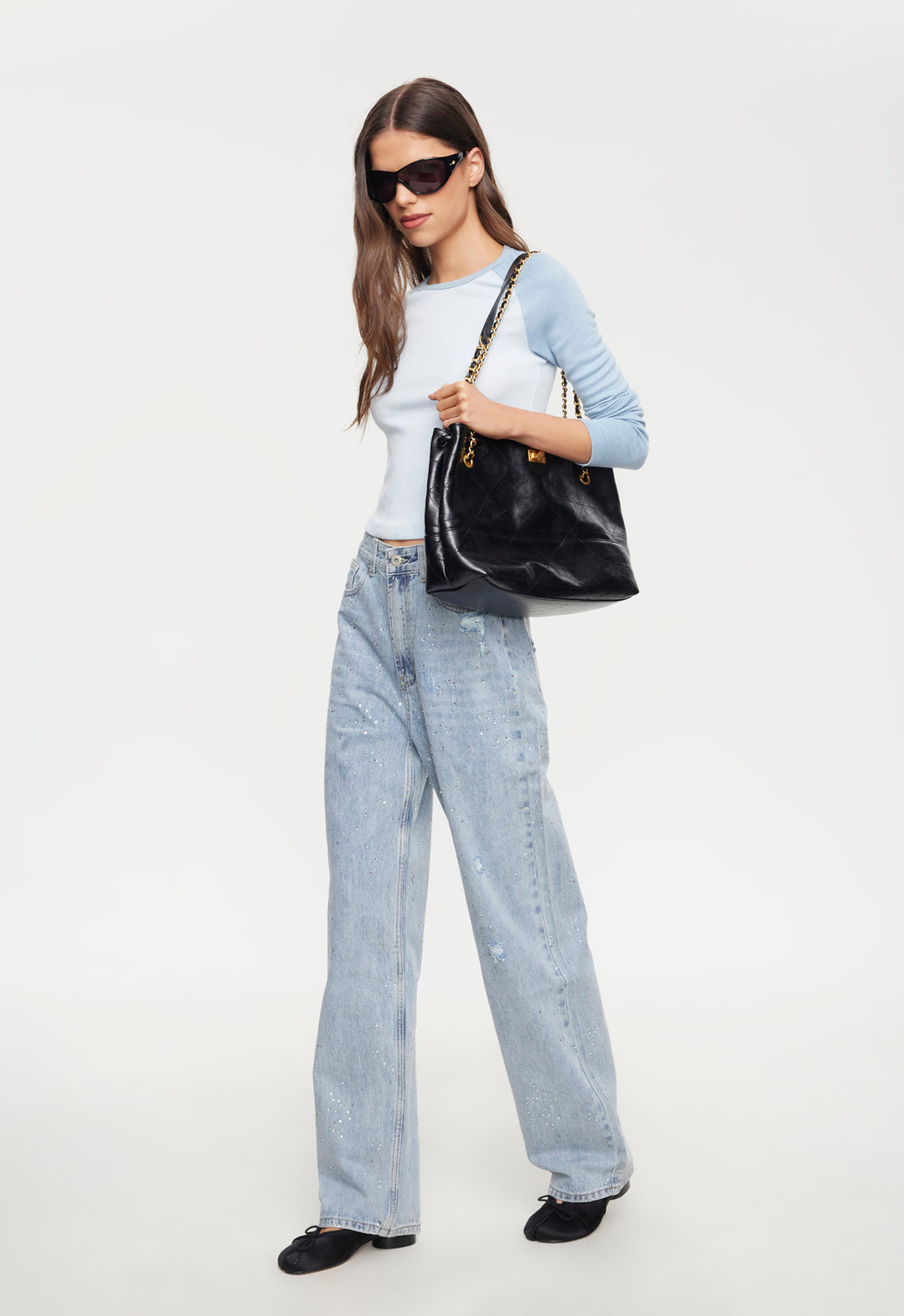 Lioness Fashion Smart Buy Diamante Jean - Light Denim