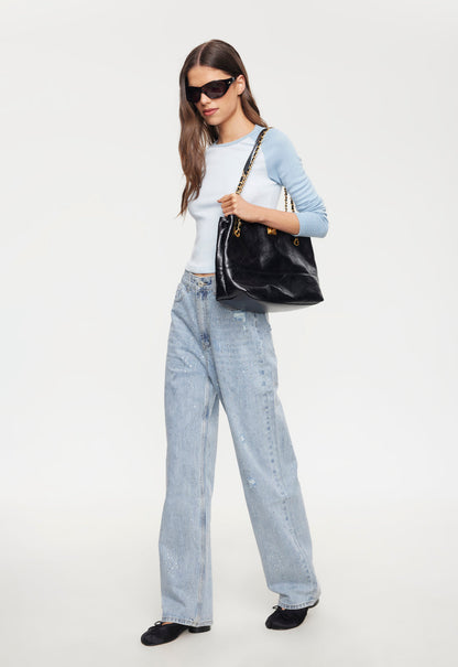 Lioness Fashion Smart Buy Diamante Jean - Light Denim