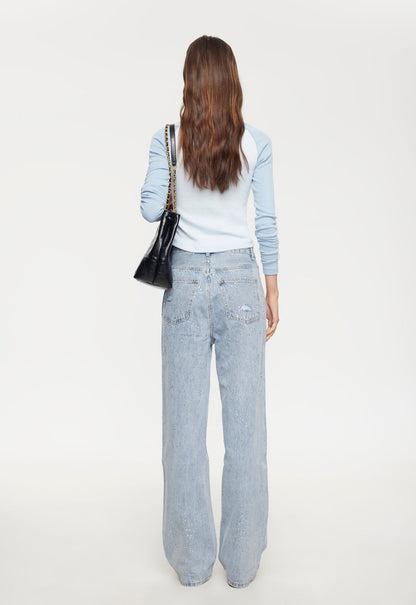 Lioness Fashion Smart Buy Diamante Jean - Light Denim