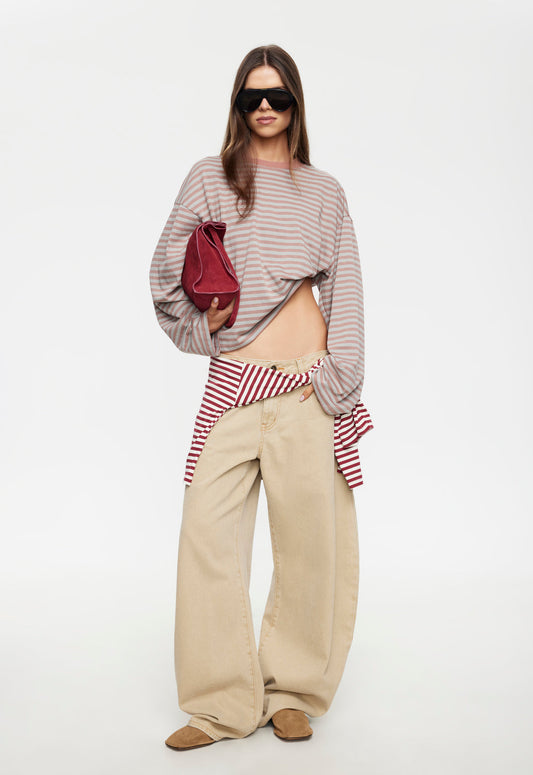 Lioness Fashion Quality Bloom Long Sleeve - Muted Pastels Stripe