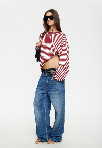 Lioness Fashion Classic Bloom Long Sleeve - WIne Stripe