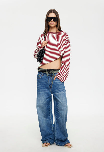 Lioness Fashion Classic Bloom Long Sleeve - WIne Stripe