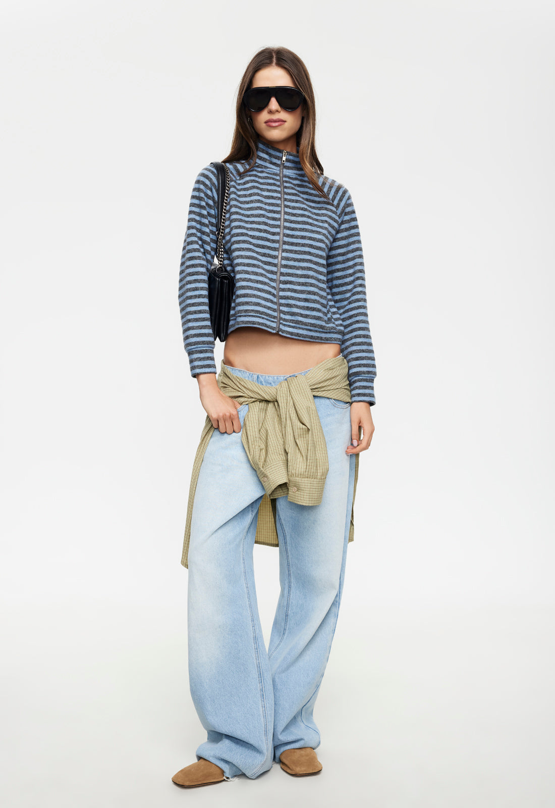 Lioness Fashion Hot Sale Bloom Knit Jacket - Grey Blue Stripe