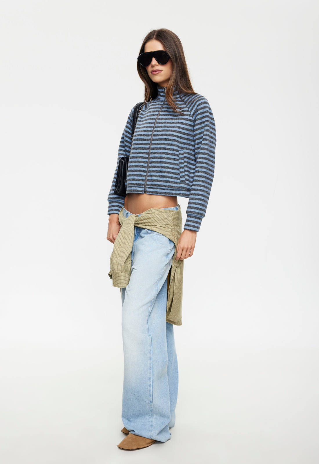 Lioness Fashion Hot Sale Bloom Knit Jacket - Grey Blue Stripe