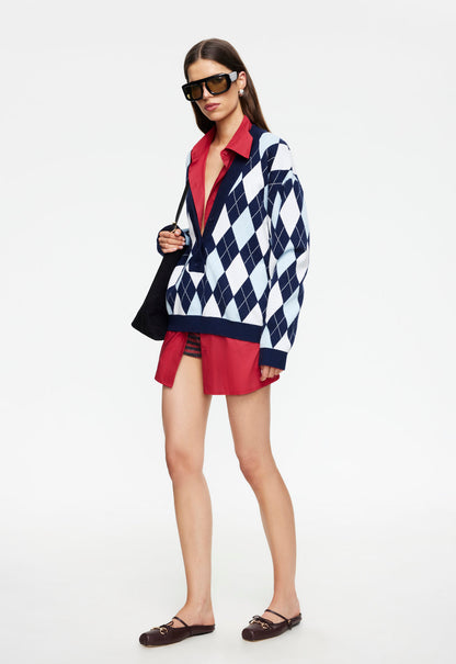 Lioness Fashion Trusted PRADO KNIT - BLUE ARGYLE