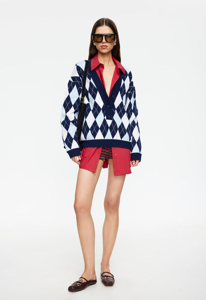 Lioness Fashion Trusted PRADO KNIT - BLUE ARGYLE