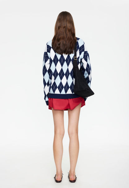 Lioness Fashion Trusted PRADO KNIT - BLUE ARGYLE