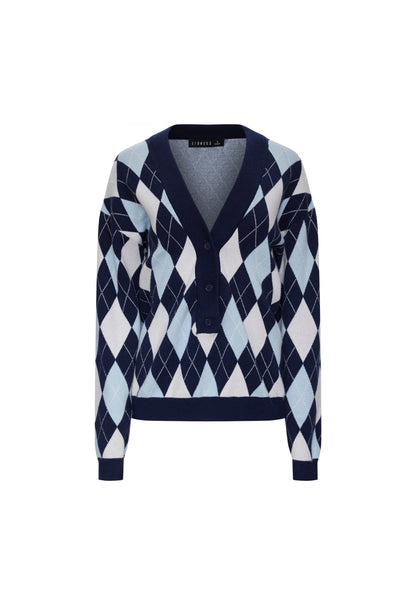 Lioness Fashion Trusted PRADO KNIT - BLUE ARGYLE