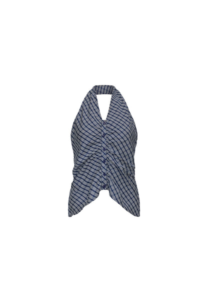 Lioness Fashion Best Seller POWER HOUR HALTER - NAVY PLAID