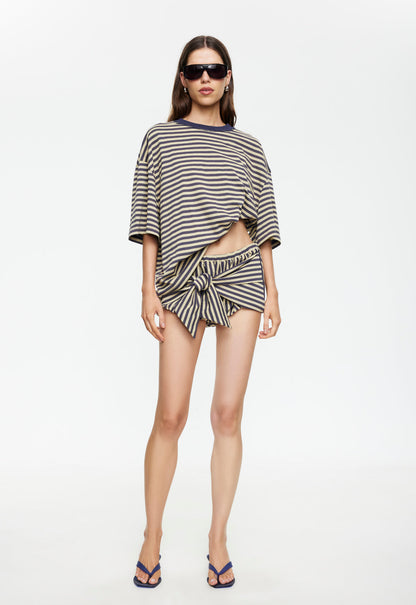 Lioness Fashion Premium Bloom Bubble Skort - Beige Stripe