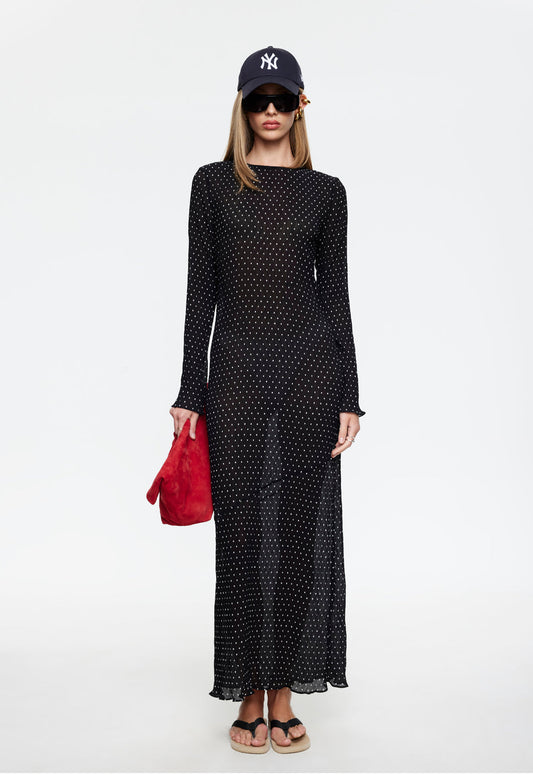 Lioness Fashion Customer Favorite HAVEN MAXI DRESS - NOIR POLKA