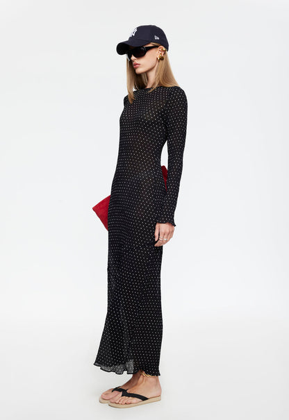 Lioness Fashion Customer Favorite HAVEN MAXI DRESS - NOIR POLKA