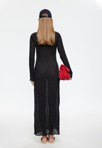 Lioness Fashion Customer Favorite HAVEN MAXI DRESS - NOIR POLKA