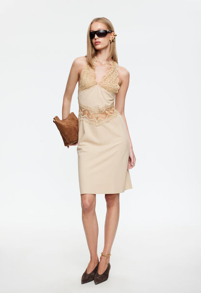 Lioness Fashion Premium SOLANA MIDI DRESS - BEIGE PLAID