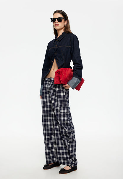 Lioness Fashion Classic Nova Pant - Navy Plaid