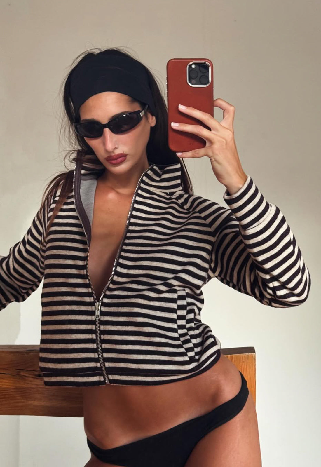 Lioness Fashion Deals Bloom Knit jacket - Beige Chocolate Stripe