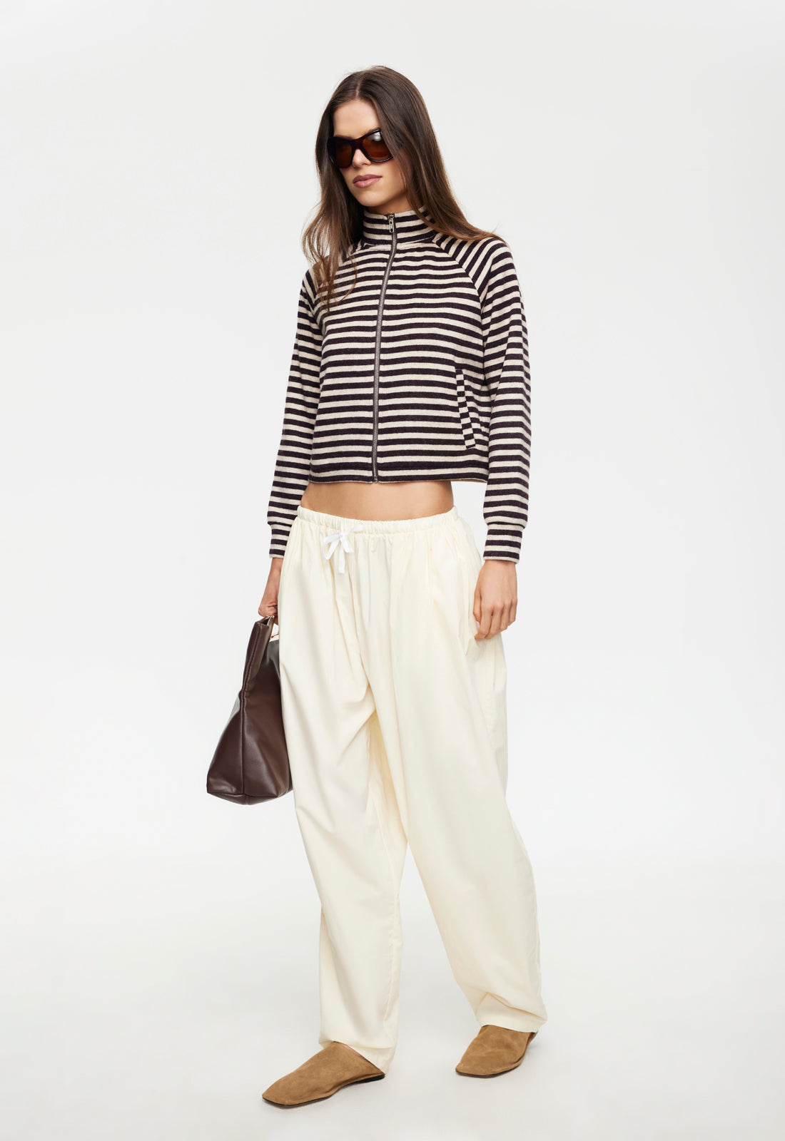 Lioness Fashion Deals Bloom Knit jacket - Beige Chocolate Stripe