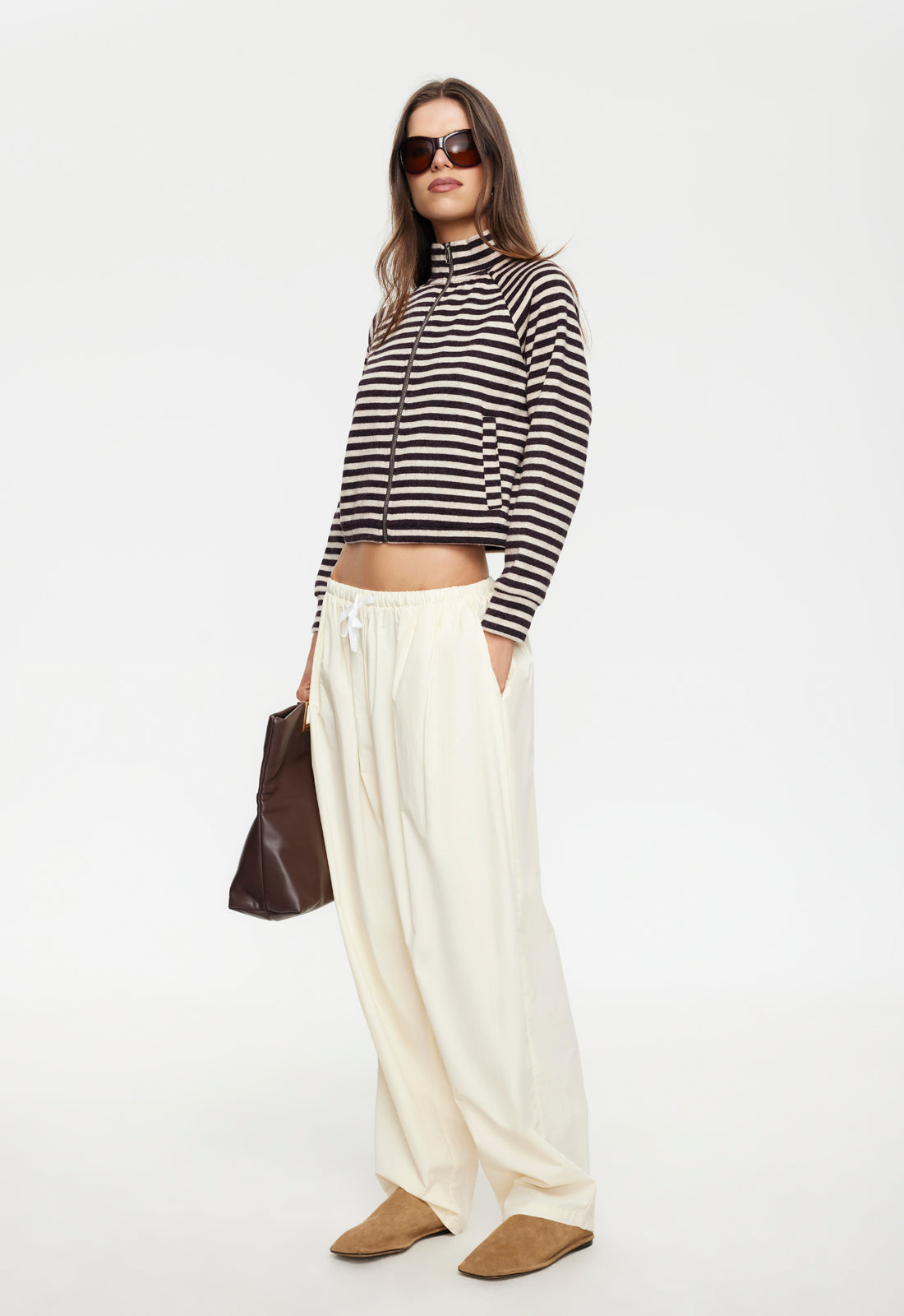 Lioness Fashion Deals Bloom Knit jacket - Beige Chocolate Stripe