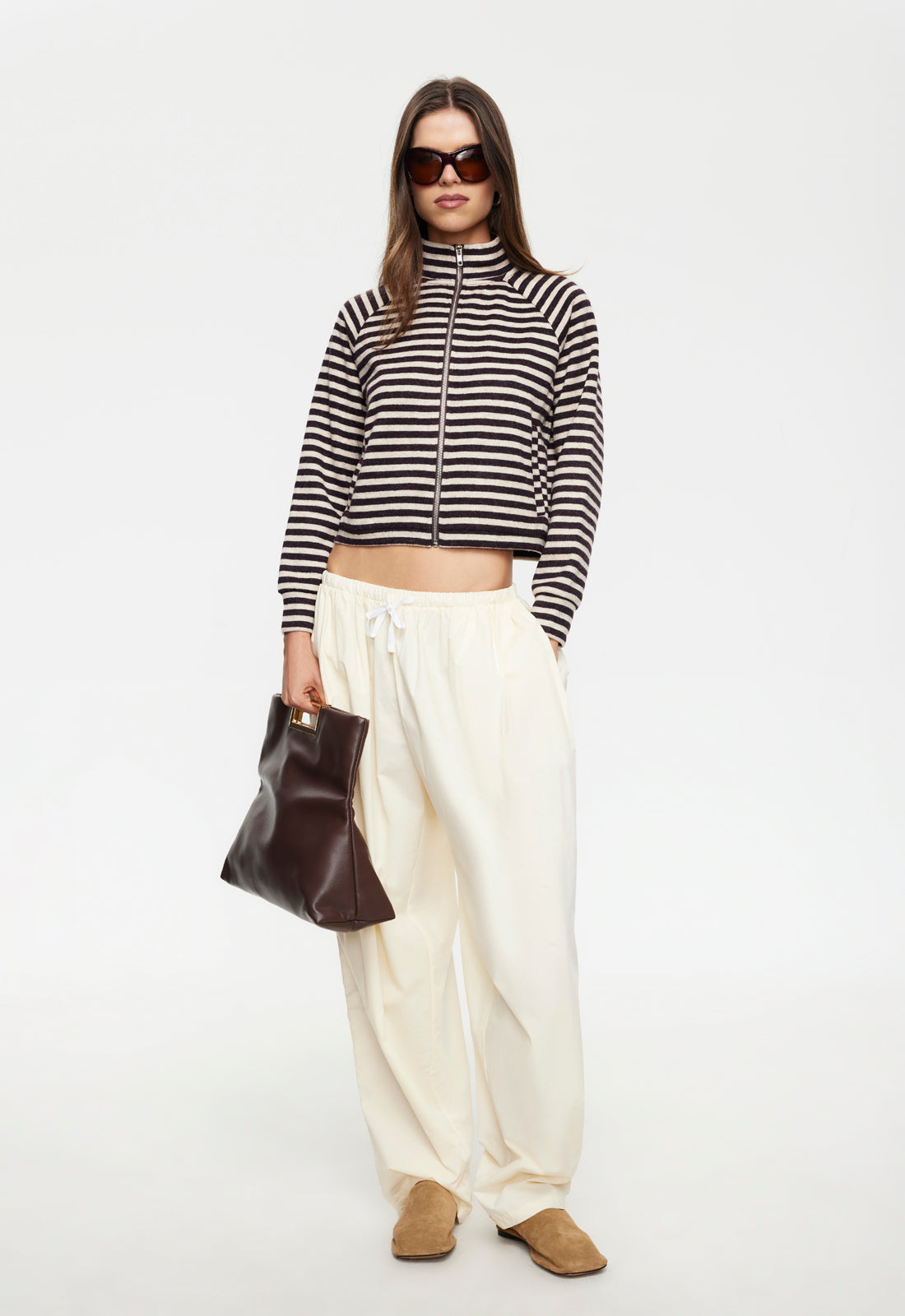 Lioness Fashion Deals Bloom Knit jacket - Beige Chocolate Stripe