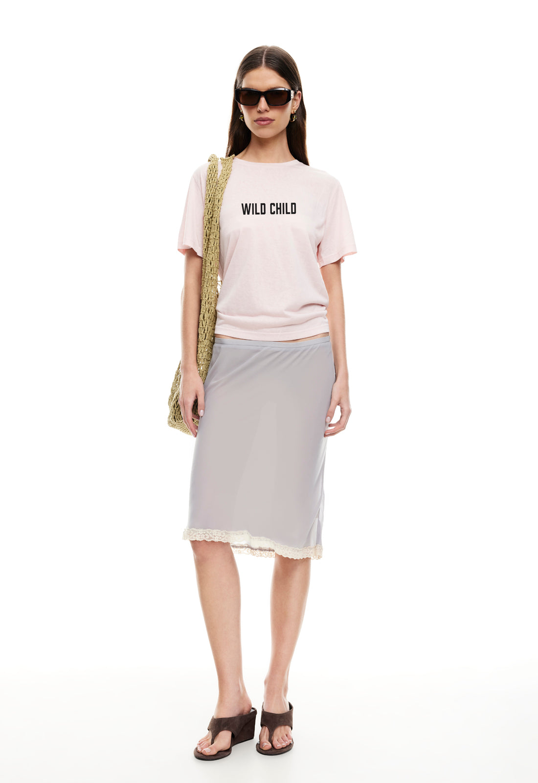 Lioness Fashion Premium SHORELINE MIDI SKIRT - ASH
