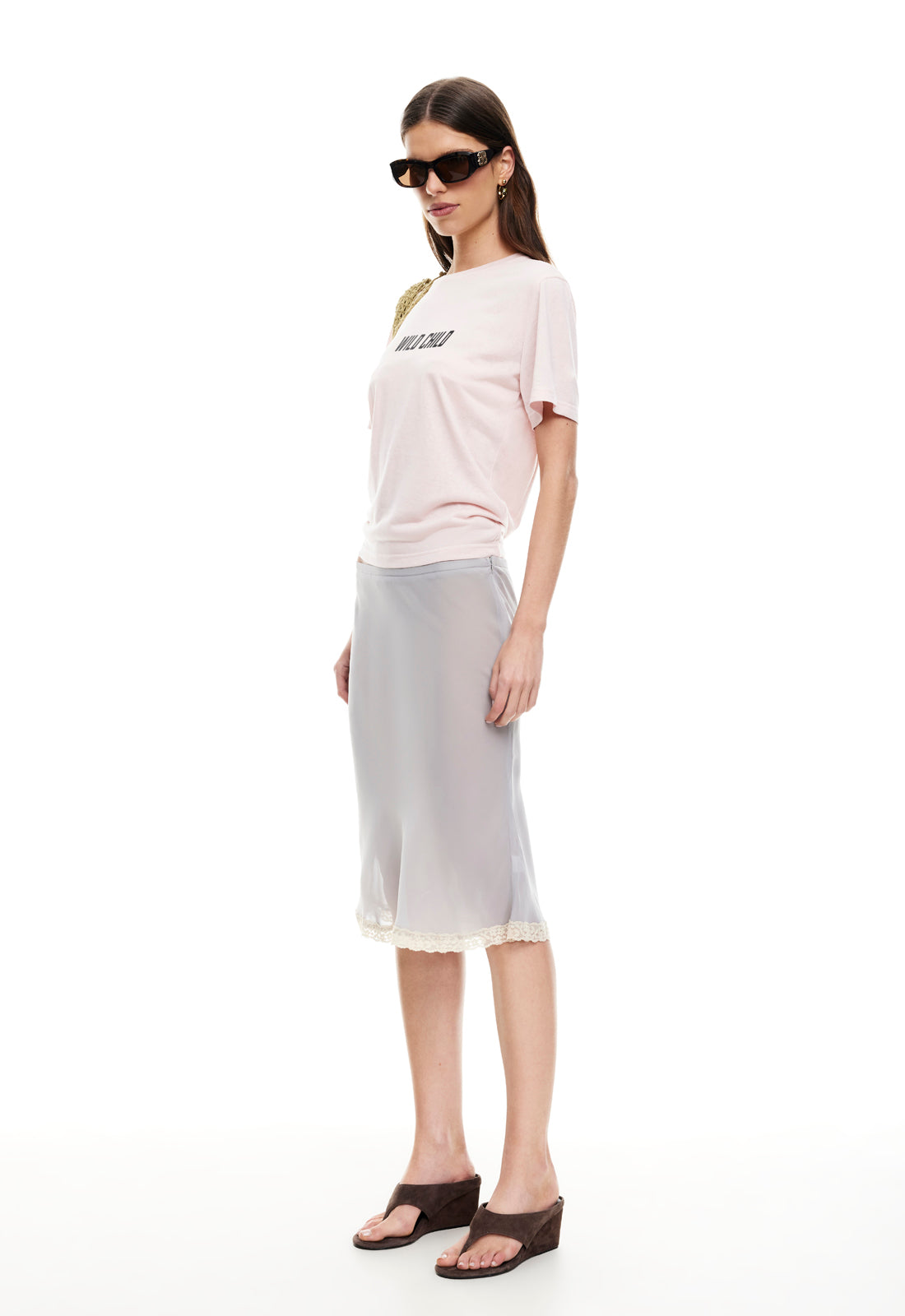 Lioness Fashion Premium SHORELINE MIDI SKIRT - ASH