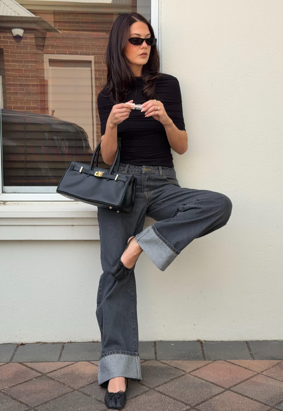 Lioness Fashion Value Top Model Cuffed Jean - Charcoal