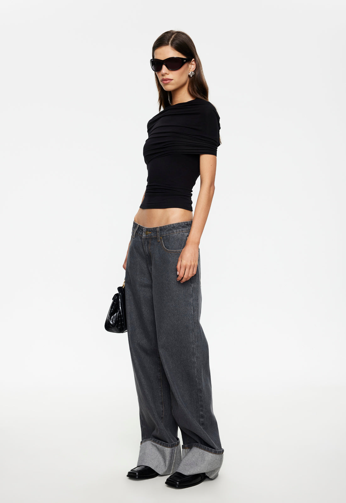 Lioness Fashion Value Top Model Cuffed Jean - Charcoal
