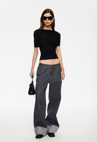 Lioness Fashion Value Top Model Cuffed Jean - Charcoal