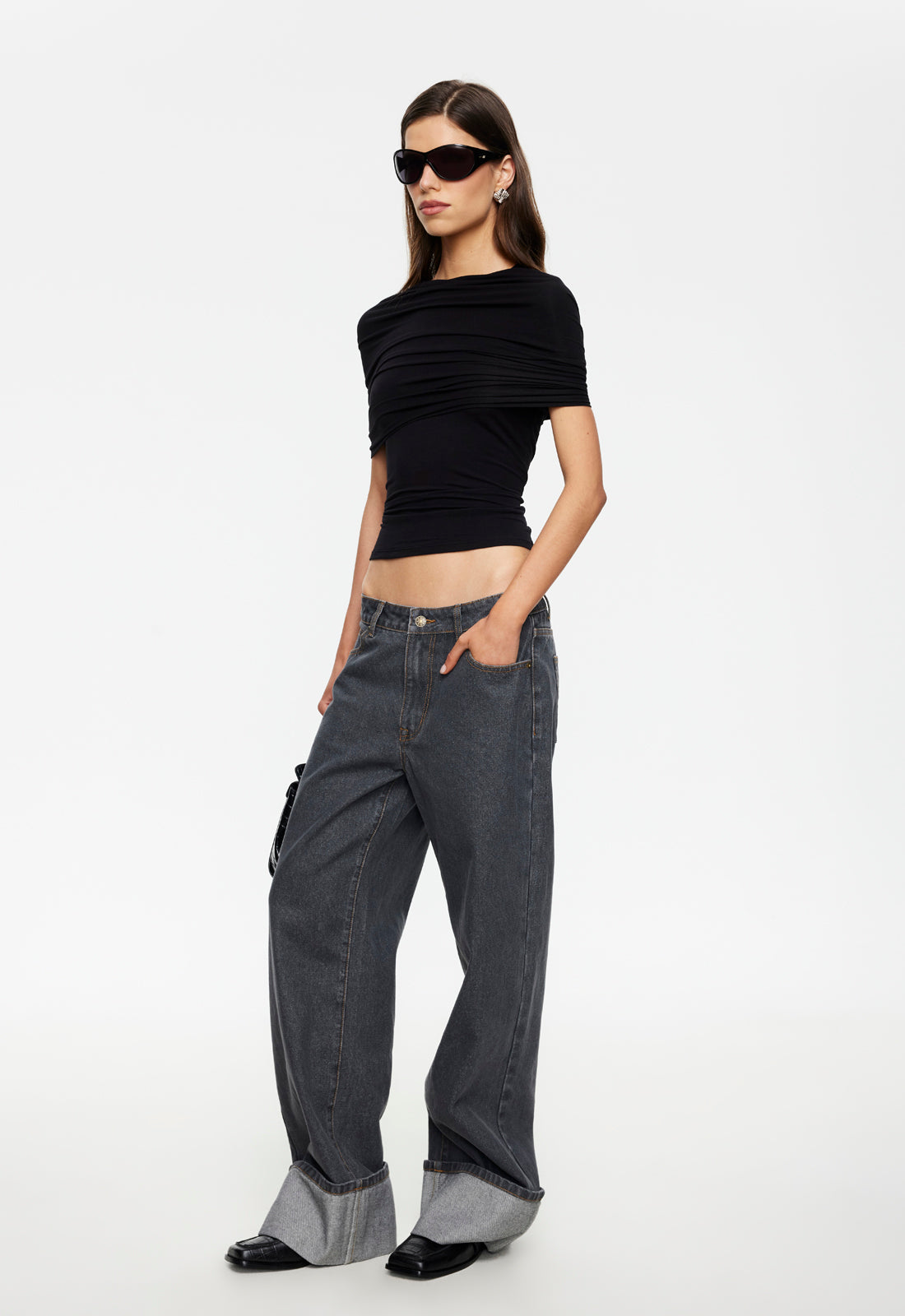 Lioness Fashion Value Top Model Cuffed Jean - Charcoal