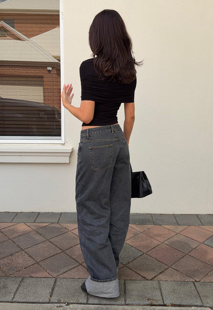 Lioness Fashion Value Top Model Cuffed Jean - Charcoal