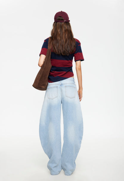 Lioness Fashion Best Seller In Transits Tee - Burgundy Stripe