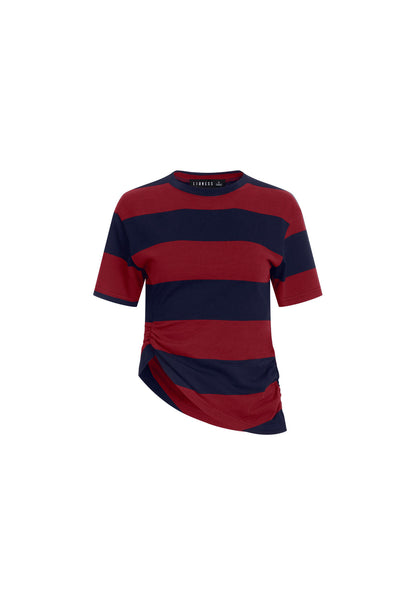 Lioness Fashion Best Seller In Transits Tee - Burgundy Stripe
