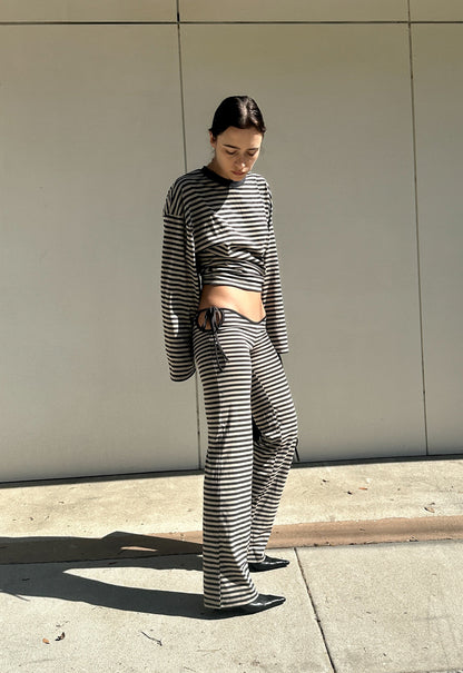 Lioness Fashion Discount Bloom Tie Pant - Slate Stripe