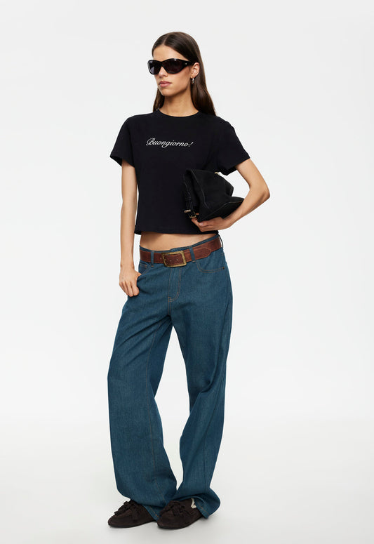 Lioness Fashion Special Offer BUONGIORNO BABY TEE - NOIR