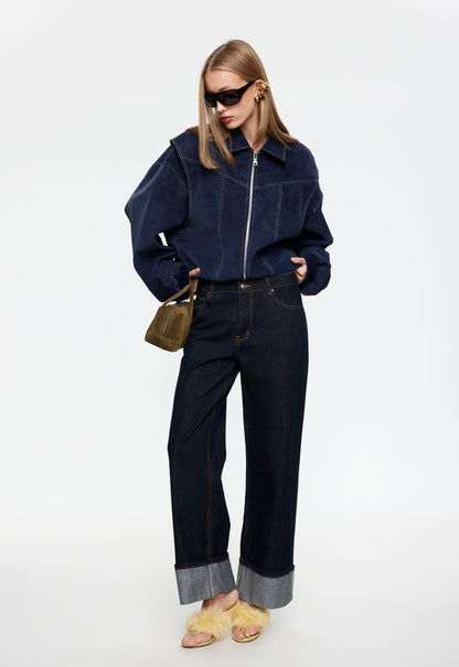Lioness Fashion Top Pick TOP MODEL CUFFED JEAN - DARK DENIM