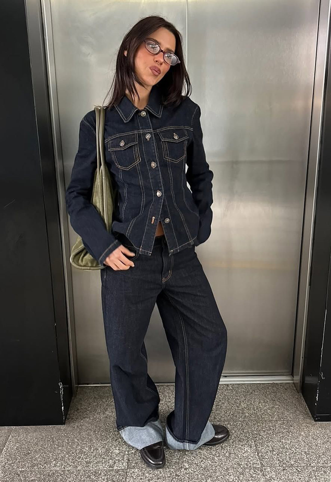 Lioness Fashion Top Pick TOP MODEL CUFFED JEAN - DARK DENIM