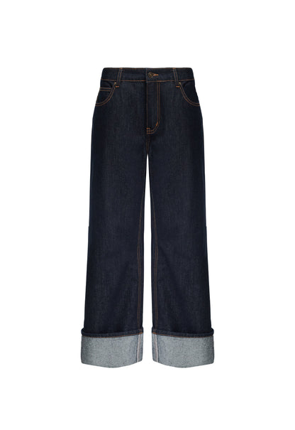 Lioness Fashion Top Pick TOP MODEL CUFFED JEAN - DARK DENIM